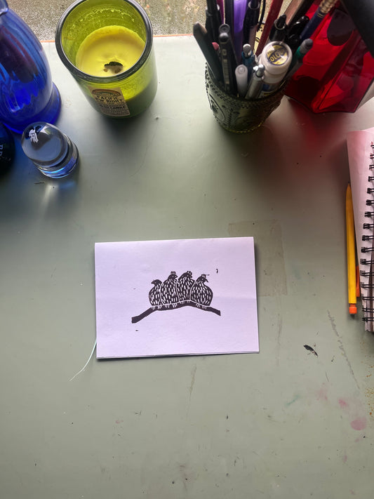 Hand Printed Chickens