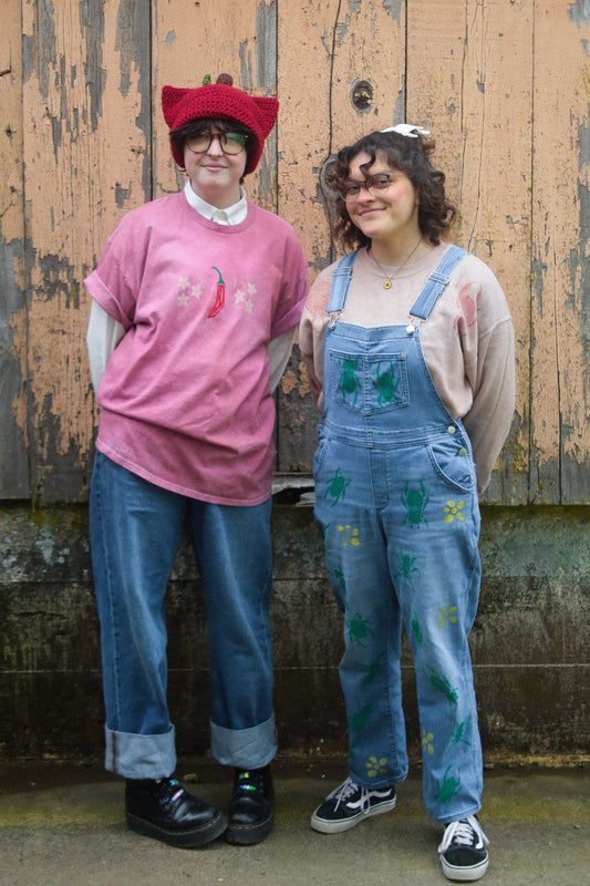 Hand Printed Pepper & Flowers