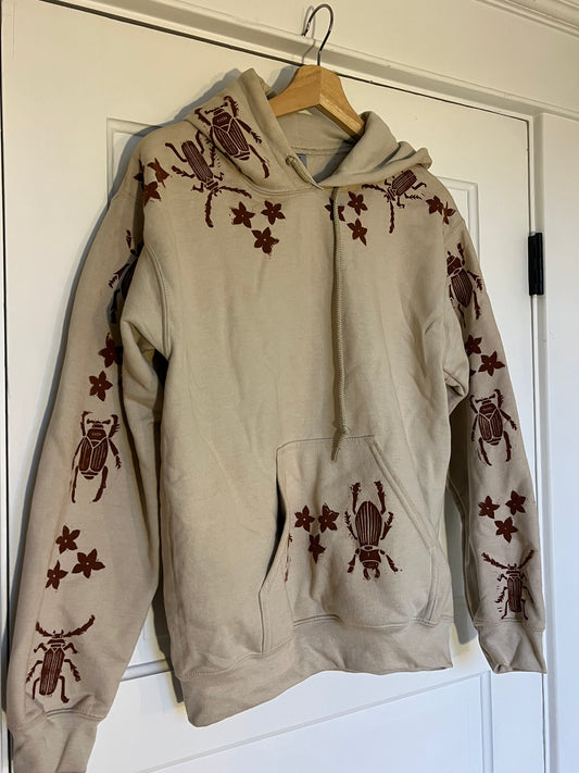 Hand Printed Beetle Hoodie